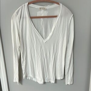 Free People Cream Fitted Blouse